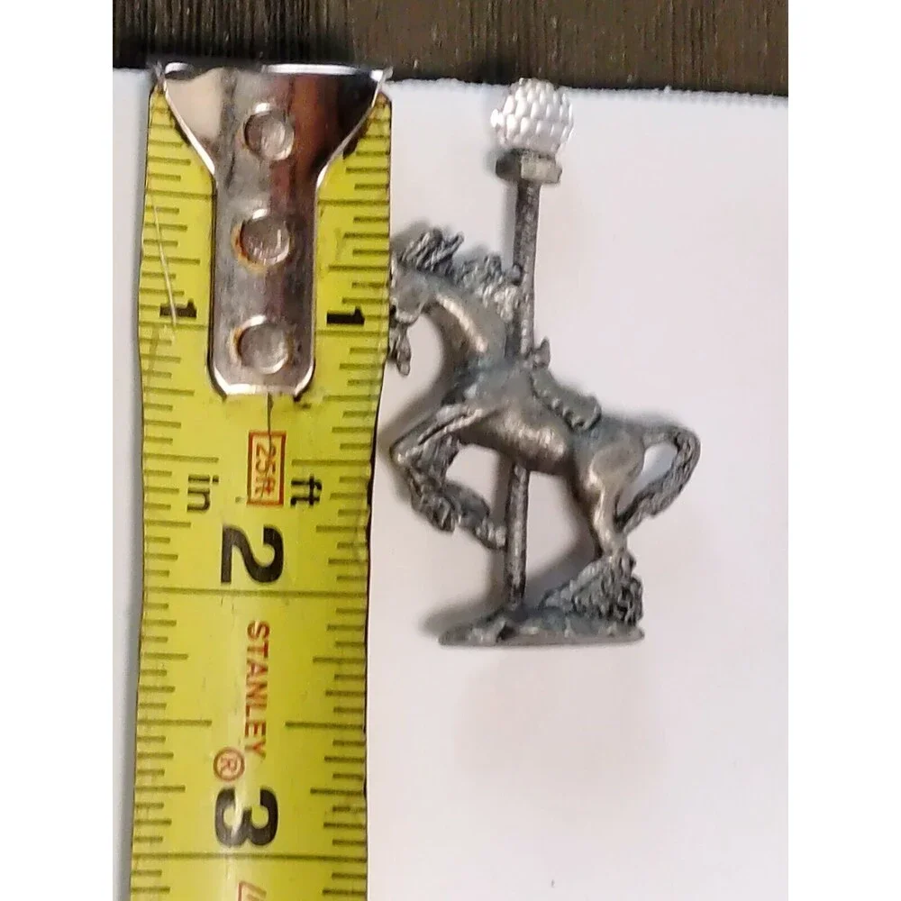Carousel Horse Pewter Miniature With Faceted Glass Bead